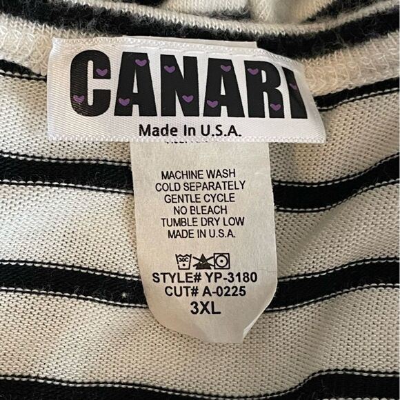 Canari Longline Black Off White Stripe Open Drape Sweater Cardigan, size 3XL - Picture 7 of 7
